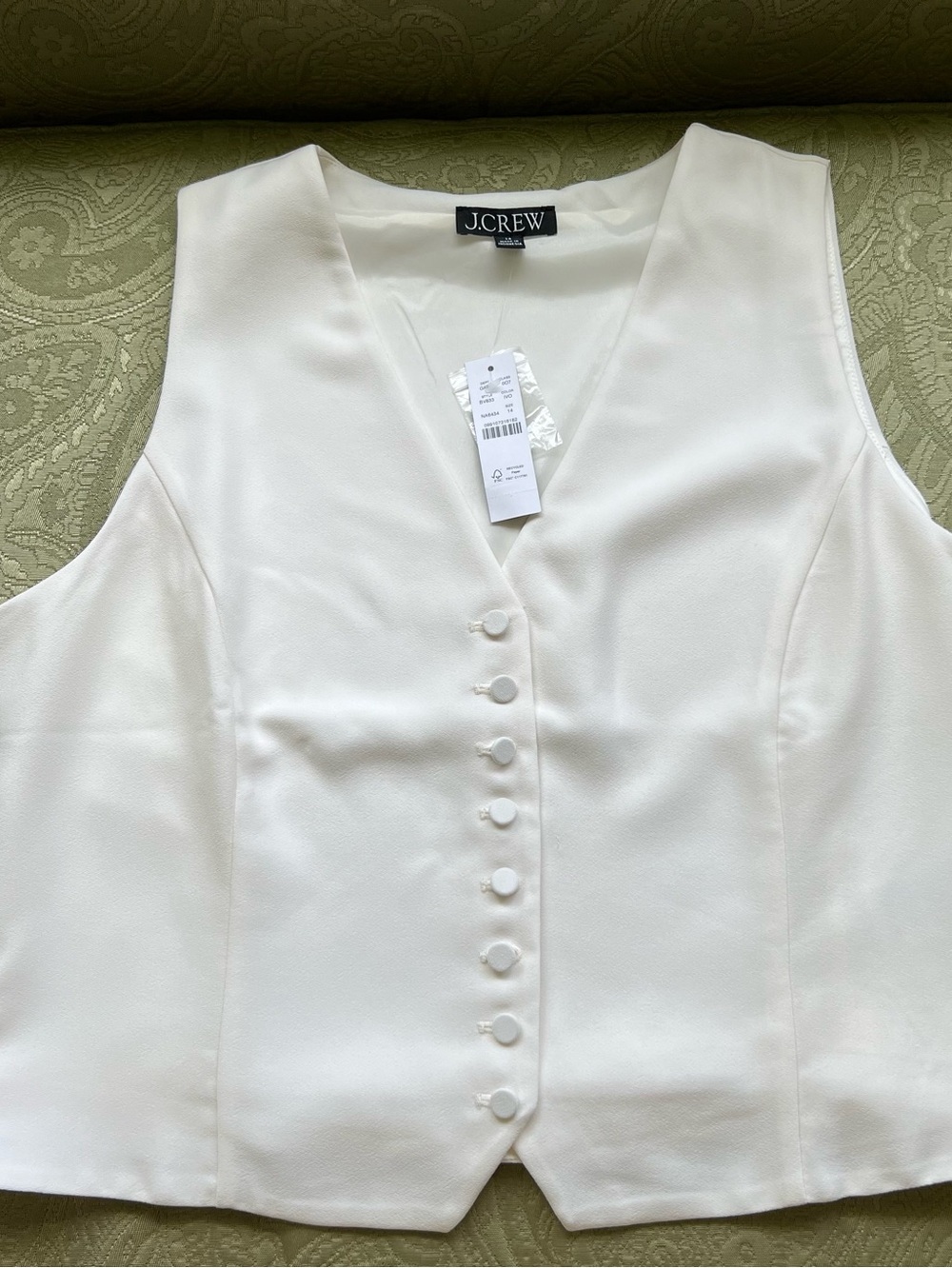 NWT J. Crew Slim-Fit Tuxedo Vest in City Crepe Ivory Size 14